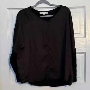 MELISSA NEPTON Black V-Neck Relaxed Blouse